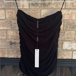 Black Ruched Strapless Top/skirt